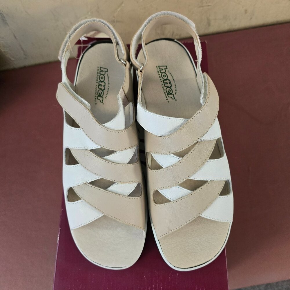 New Womens White/Bone Leather Strappy Sandals 7.5M 8M 10M